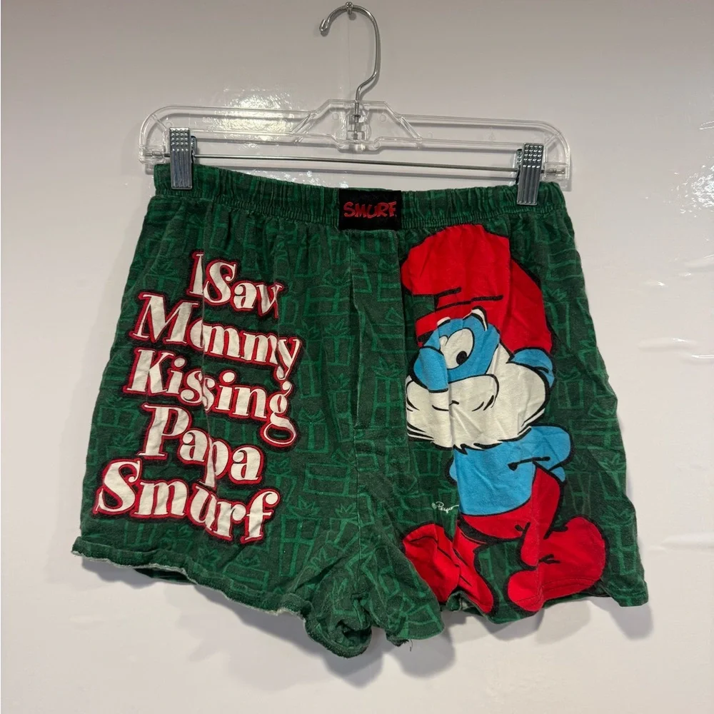 Green Smurf Christmas Papa Smurf Graphic Shorts